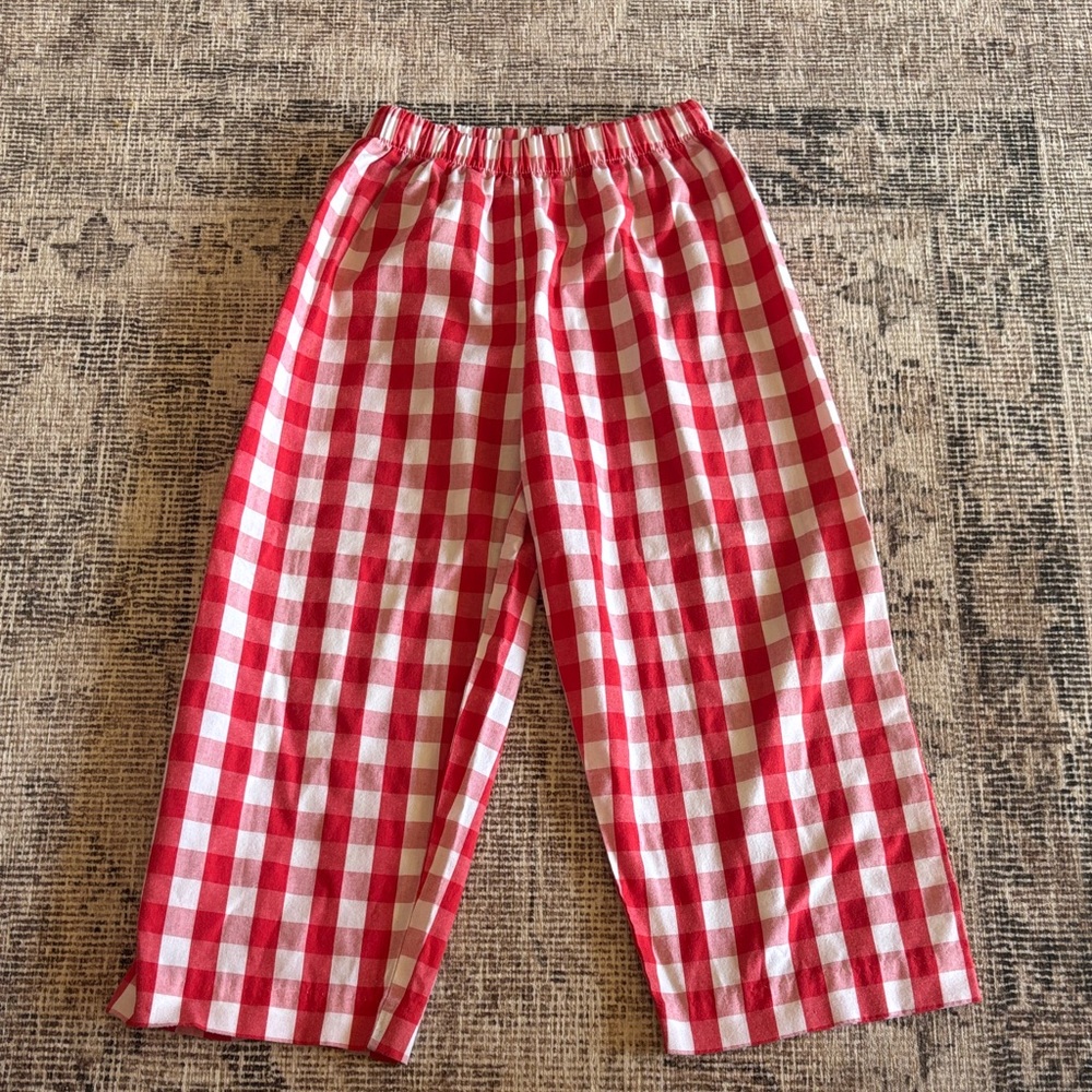 Red and White Checkered Kids Pants